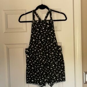 Cat & Jack Black and White Floral Overalls